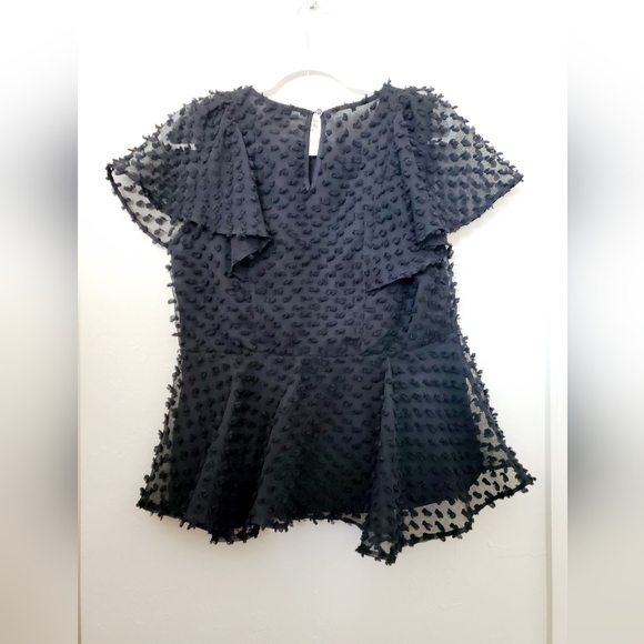 V CRISTINA WOMENS SHEER BLACK TOP - Picture 7 of 8
